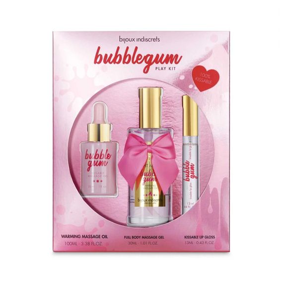 Подарунковий набір косметики Bijoux Indiscrets Bubblegum Play Kit, масажна олія, гель, блиск sexstyle