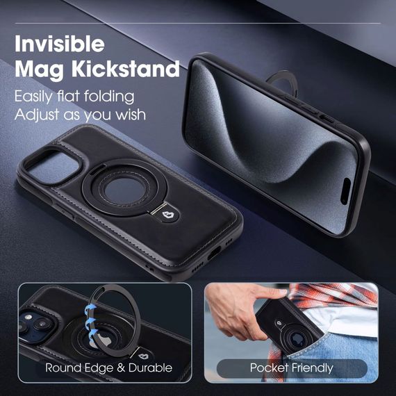 Чохол Leather Stand з підставкою MagSafe для iPhone 15 Pro Max колір Чорний | Зображення 4