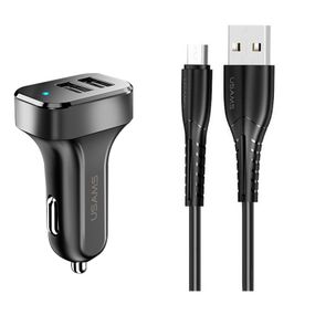 АЗП Usams C13 2.1A (2USB-A) + кабель USB to MicroUSB Чорний