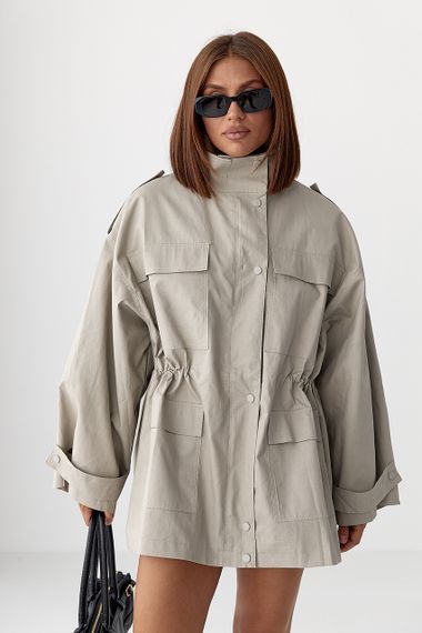 Подовжена жіноча вітрова куртка - світло-сірий цвет, S (є розміри) | Зображення 4