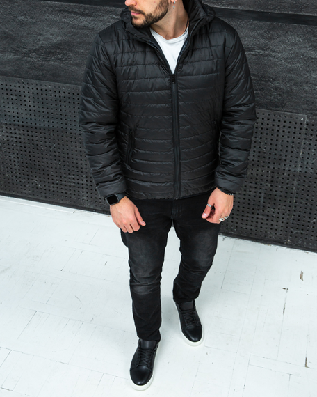 Мужская стильная демисезонная куртка короткая утепленная BD0038 размер S, цвет черный | Зображення 4