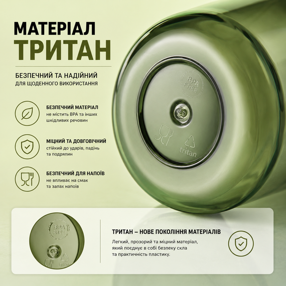 Спортивная бутылка для воды 2500 мл из тритана с соломинкой, Зеленая - Ударопрочная и без BPA | Зображення 2