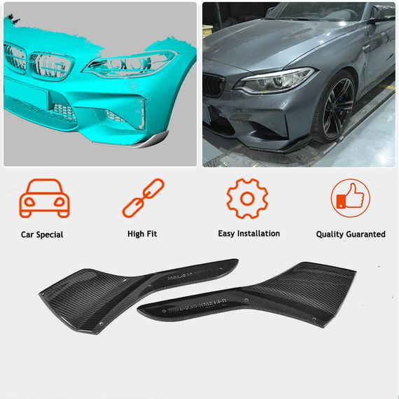 Накладки на передній бампер Flap (для F87 M2/M2C, Карбон) для BMW 2 серія F22/23 2014-2021 рр | Зображення 1