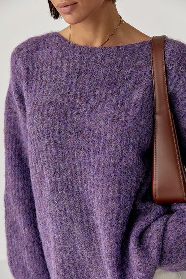 Подовжений джемпер легкої в'язки - фіолетовий цвет, ONE SIZE (є розміри) | Зображення 3