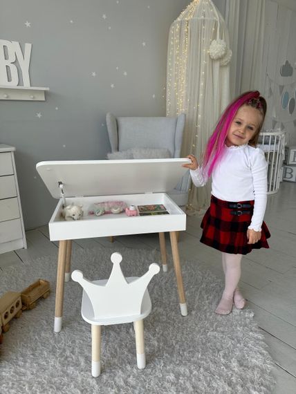 Дитячий столик і стільчик корона білий. Столик із нішею для олівців і розмальовок | Зображення 4