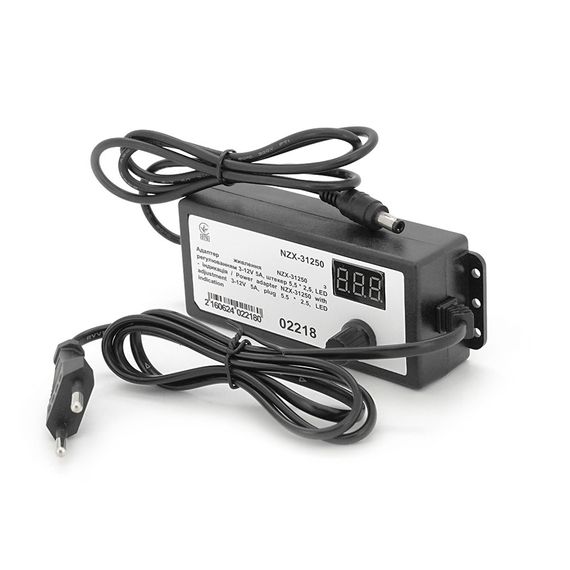 Адаптер живлення NZX-31250 з регулюванням 3-12V 5A, штекер 5,5 * 2,5, LED - індикація | Зображення 1