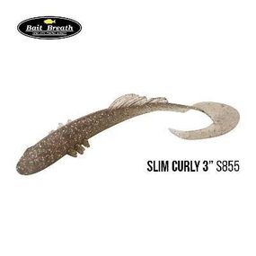Силиконовая приманка, Съедобный силикон Bait Breath BeTanCo Slim Curly 3" (8шт) (S855 Champagne gold)