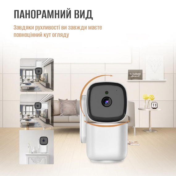 Розумна WiFi IP камера для дому відеоспостереження Noxon Smart Camera 360 охорона для вашого будинку та квартири без сліпих зон із двостороннім зв'язком | Зображення 2