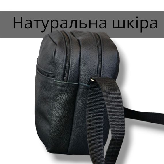 Сумка месенджер із натуральної шкіри, чоловіча велика сумка на 4 кишені з чорною блискавкою | Зображення 9