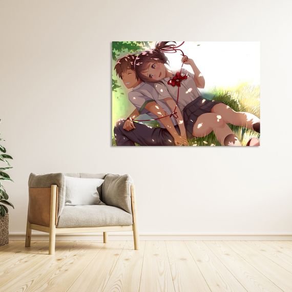 Плакат-постер з принтом Кавун Your Name Твоє Ім'я Такі Тачібана Mitsuha Міямідзу пов'язані стрічкою A4 ПЛ000719(A4)