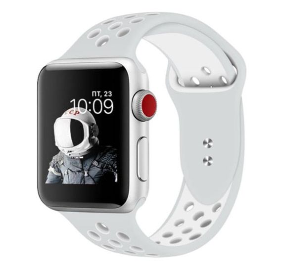 Спортивний ремінець з перфорацією Primo для Apple Watch 38mm / 40mm / 41mm розмір S - Grey&White