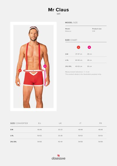 Чоловічий еротичний костюм Санта-Клауса Obsessive Mr Claus L/XL, боксери на підтяжках, шапочка з пом sexstyle | Зображення 6