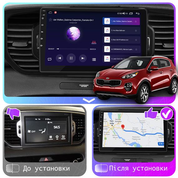 Штатная магнитола 9" Lesko для Kia Sportage IV 2016-2018 2/32Gb CarPlay 4G Wi-Fi GPS Prime IPS охлаждение Киа | Зображення 2