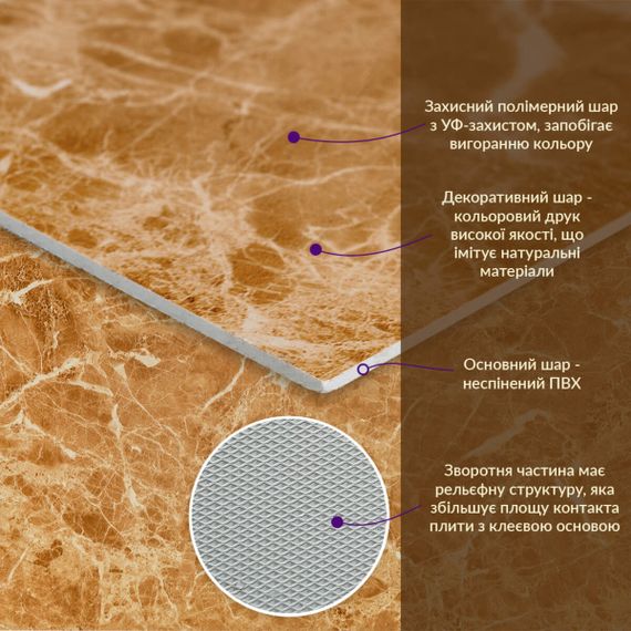 Декоративна ПВХ плита 600х600х3мм Кремовий мармур (S) SW-00001619 | Зображення 1