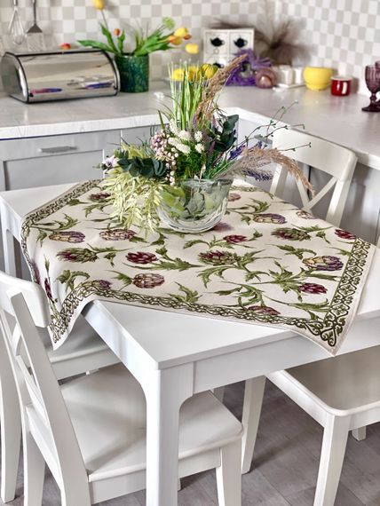 Скатертина гобеленова ARTICHOKE Limaso, 97х100, Квадратна, Квітковий, Без люрексу, 60% поліестер, 24% бавовна, 16% акрил, Гобелен | Зображення 2