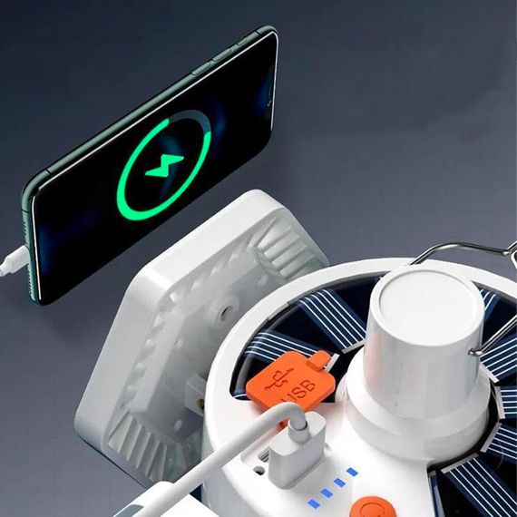 Світильник із сонячною панеллю та повербанком, до 10 годин, 5000мАг, 169LED / Кемпінговий підвісний ліхтар / Розкладна лампа з | Зображення 2