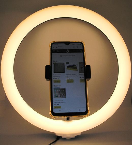 Лампа селфі LED кільцева світлодіодна кільце 32 см з тримачем для телефона та кріпленням під штатив