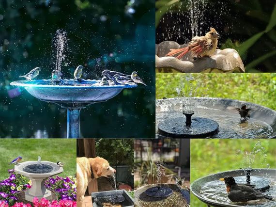 Плавающий садовый фонтан с солнечной панелью и различными насадками Solar Fountain Черный | Зображення 3