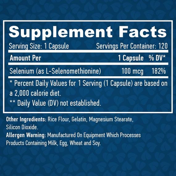 Селен Haya Labs Selenium 100 mcg 120 Caps | Зображення 1