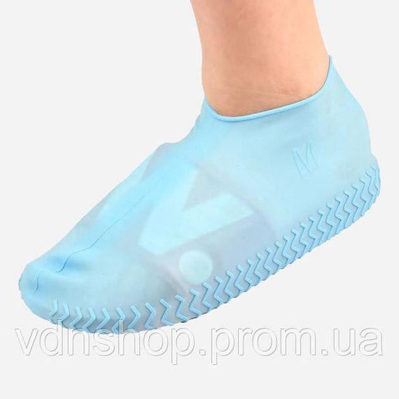 Багаторазові бахіли-чохли L (41-45 розмір) для взуття силіконові від води та бруду. Колір: блакитний WM-70 | Зображення 2