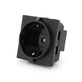 Розетка врізна з заземленням E-08, Input: AC 100-250V 16A, Black