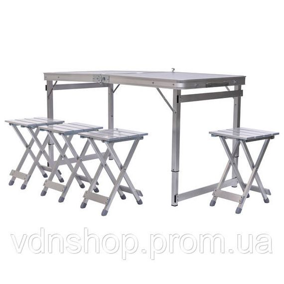 Розкладний стіл + 4 стільці кемпінговий набір для пікніка, риболовлі, відпочинку, туризму Сірий JY-12061G | Зображення 2