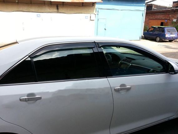 Вітровики з хром молдингом (2011-2018 EU / 2011-2014 USA, 4 шт, HIC) для Toyota Camry 2011-2018 рр | Зображення 4