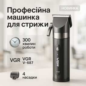Триммер с насадками разной длины VGR, Профессиональная машинка для стрижки волос головы XS-66