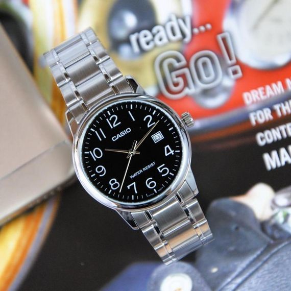 Японские кварцевые часы наручные мужские на стальном ремешке Casio MTP-V002D-1BUDF | Зображення 3
