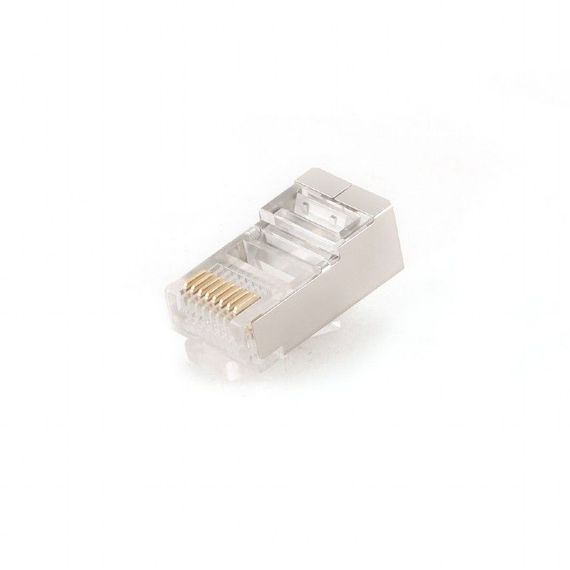 Конектор Cablexpert PLUG5SP/100, модульна вилка 8P8C, екранований, позолочені контакти упаковка 100шт