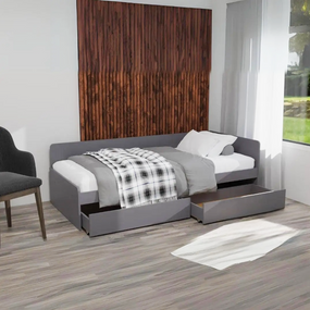 Односпальне ліжко з ящиками Еверест Соната-800 80х190 см Графіт (EVR-5578)