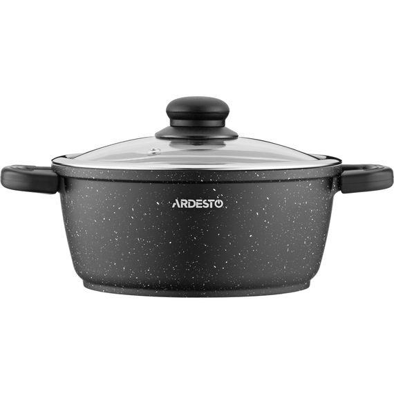 Каструля Ardesto Gemini Anzio скляна кришка 20 см 2,5 л чорна (AR2420GE) | Зображення 1