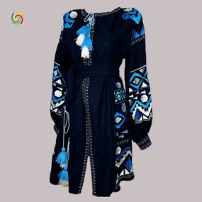 Платье Украинская вышиванка 026527 цвет чёрный размер L/XL