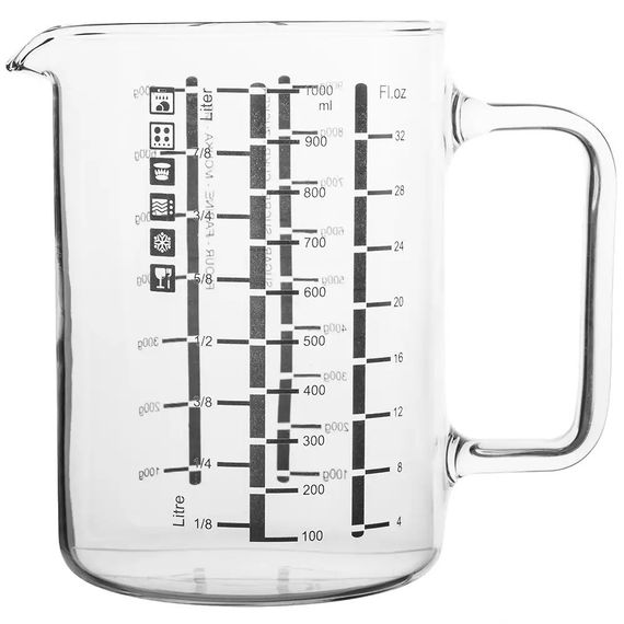Мірний кухоль скляний Simax 1 л жароміцний з поділками для кухні та випічки (3843)
