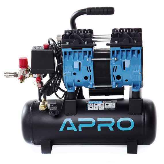 Компресор двоциліндровий безоливний 0,6 кВт 152 л/хв 8бар 9 л APRO 8501701