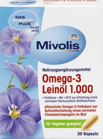 Капсули олії льону Mivolis Omega -3 Leinöl 1000 mg. Омега 3 1000 мг. лляне масло