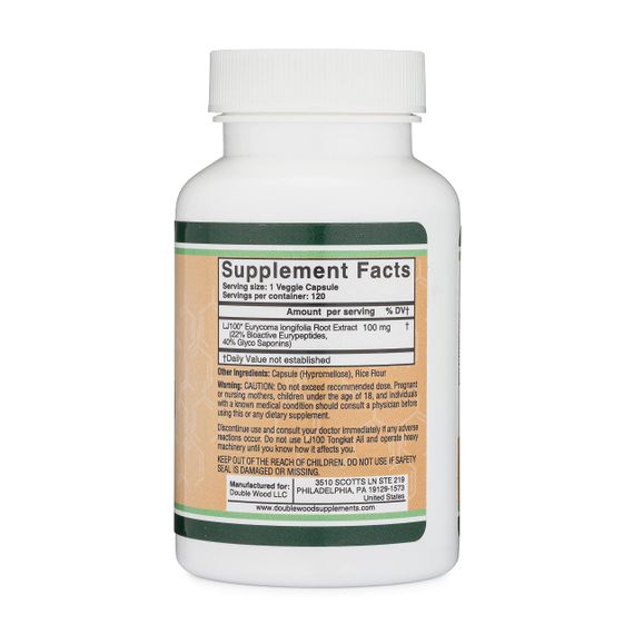 Еврикома довголиста Double Wood LJ100 Tongkat Ali Extract 100 mg 120 capsules | Зображення 1