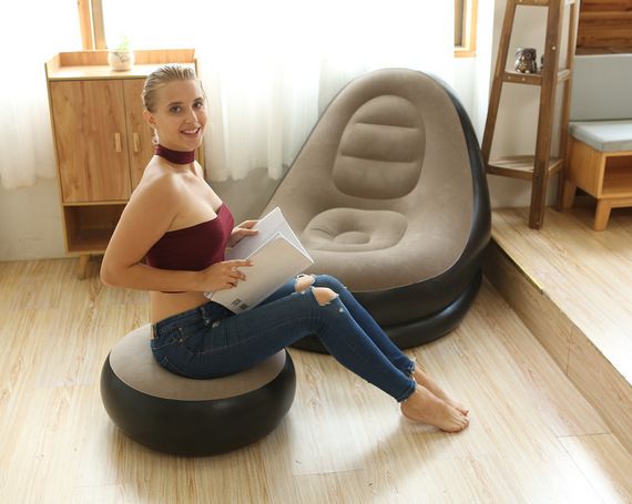 Надувне садове крісло з пуфиком Air Sofa Comfort zd-33223, велюр, 76*130 см | Зображення 7