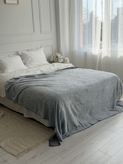 Плед Dushka Home Велюровий 21792 200х230 см світло-сірий