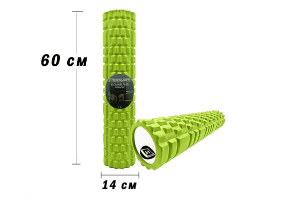 Масажний ролер EasyFit Grid Roller 60 см v.3.1 салатовий (EF-2037-GN) | Зображення 1