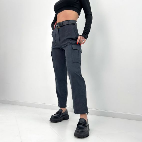 Женские вельветовые брюки карго с накладными карманами GF01710 цвет серый, размер 42/44 | Зображення 1