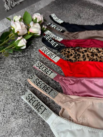 Жіночі трусики буферикова Victoria's Secret зі стразами, танга Вікторія Сікрет зі стразами XL, Чорний | Зображення 2