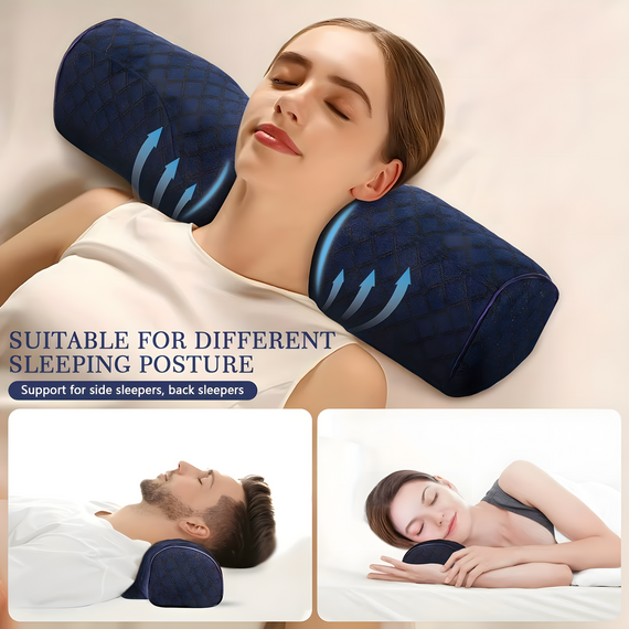 Ортопедична подушка для сну Memory Foam з підтримкою шиї синя | Зображення 3