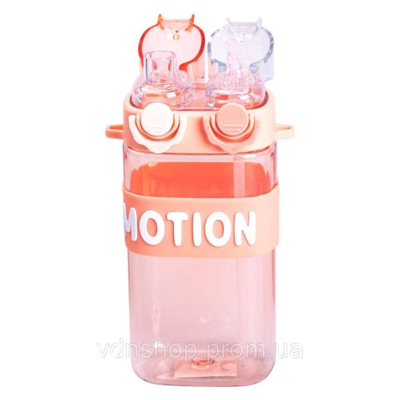 Пляшка для води з трубочкою 550 мл спортивна пластикова пляшка для тренувань Рожева HP-14-49P | Зображення 2