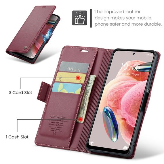 Шкіряний чохол-книжка Retro Case для Xiaomi Redmi 12 колір Червоний | Зображення 4