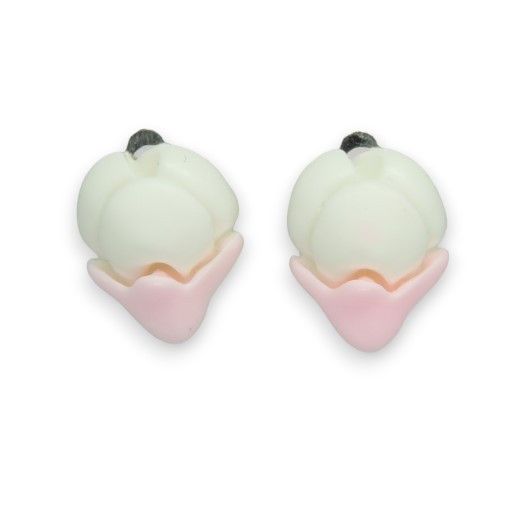 Сережки кліпси для вух без пробивання вуха Liresmina Jewelry "Розкіш Квітів" тюльпани білі