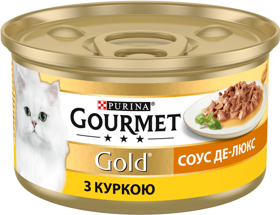 Влажный корм Purina GOURMET GOLD для взрослых котов, соус-де-люкс курица 85г | Зображення 1