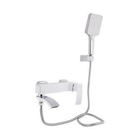 Змішувач для ванни Qtap Swan Cascada з поворотним виливом (з душовим гарнітуром) QTSWA260CRW45569 Chrome/White