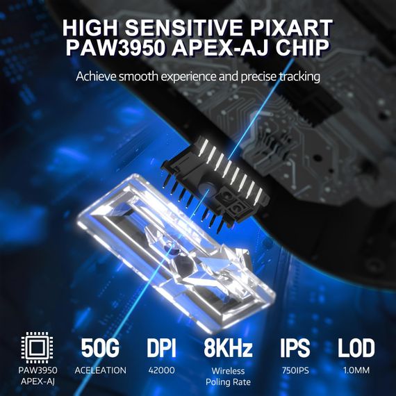 Бездротова магнітна миша Ajazz AJ159 APEX PAW3950 400 мАч RGB Чорна | Зображення 5