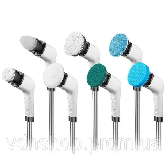 Электрическая щетка для уборки Cleaning Brush, набор 9 в 1, белая, товары для дома | Зображення 4